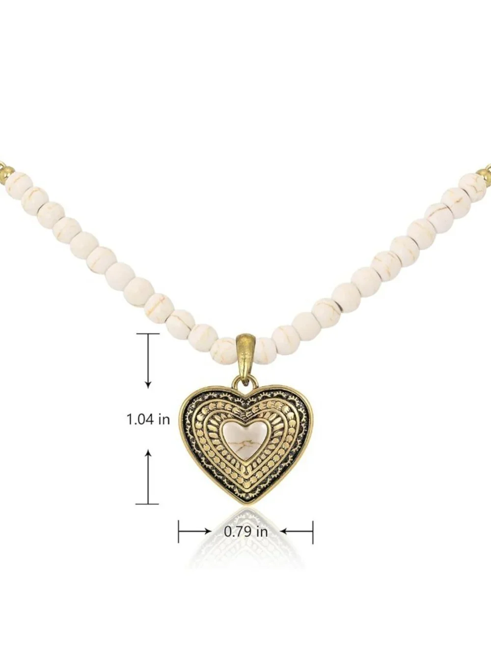 Women's White 1 Western Gold Plated Wrangler Heart Turquoise Pendant Necklace